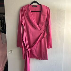 Pink Blush Long Sleeve Wrap Dress